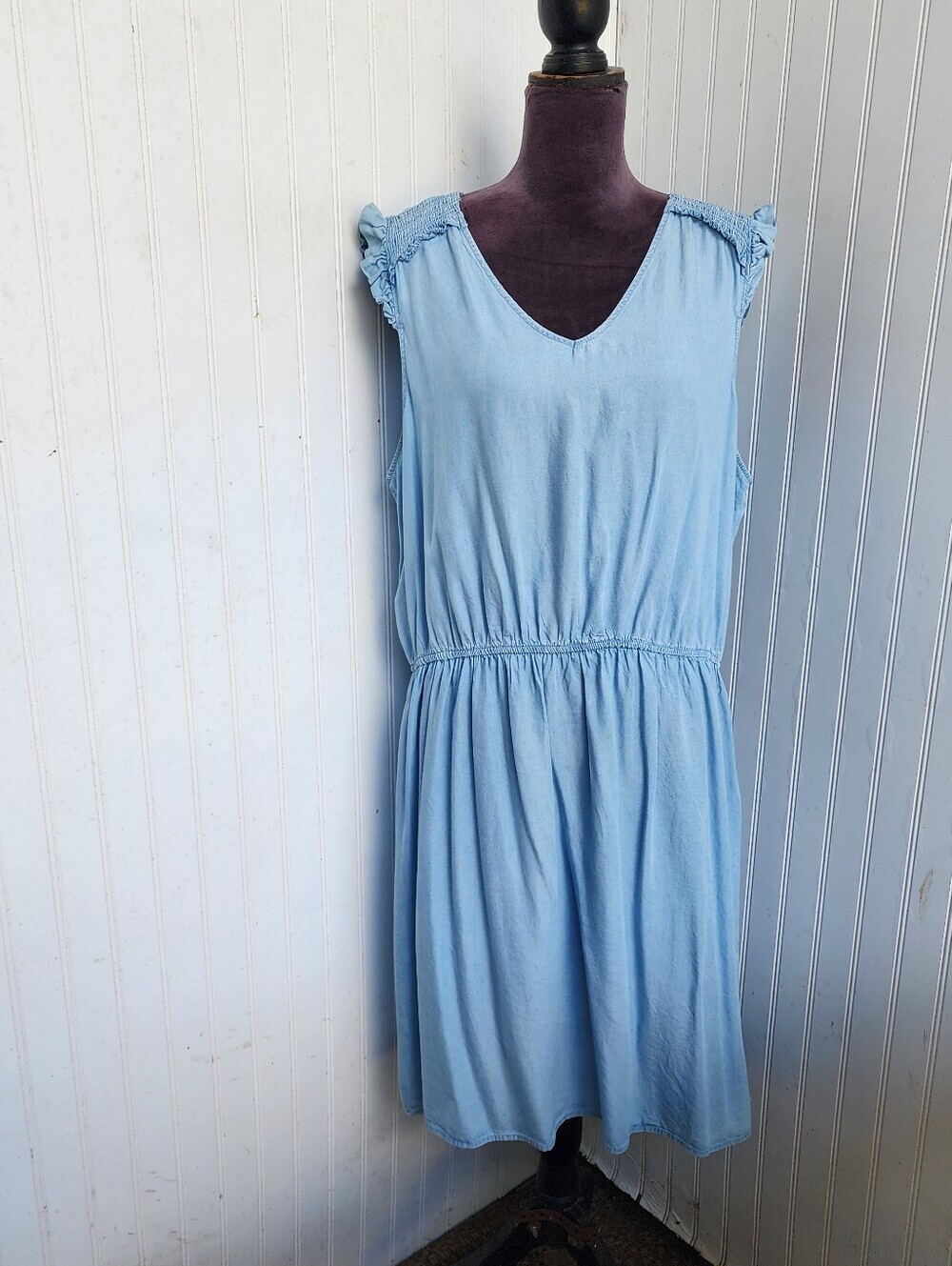 Harper 241 Dress Blue Denim Sleaveless Elastic Waist Lyocell 1X